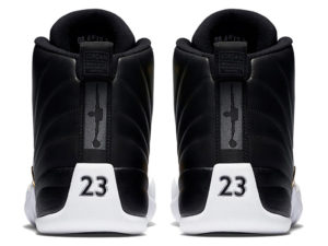 Кроссовки Nike Air Jordan 12 мужские черно-белые с золотым - фото сзади