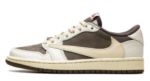 Nike Air Jordan 1 Low Travis Scott OG белые с коричневым и бежевым кожа-нубук мужские (40-44)